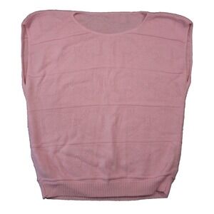 Vtg 80s‎ Cap Sleeve Sweater Women L Pink Bows Soft Feminine Cottagecore Church